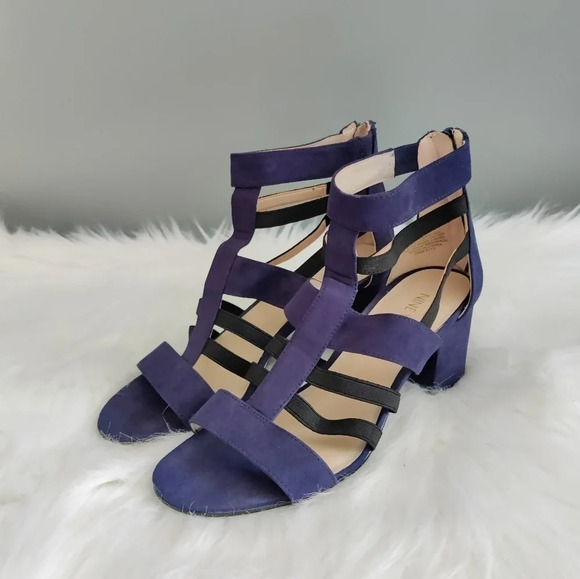 Nine West Giveback Blue and Black Block Heeled Sandal - Picture 2 of 7